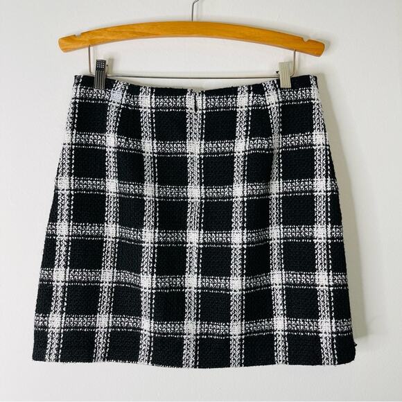Banana Republic black white wool tweed preppy academia mini skirt 6 - Picture 3 of 5